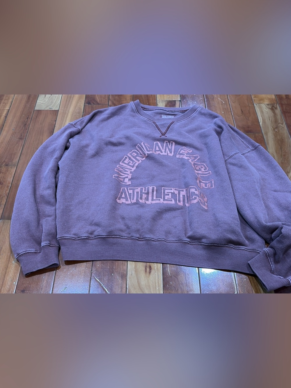 American Eagle Outfitters Mauve Crewneck Sweatshirt with Pink Logo